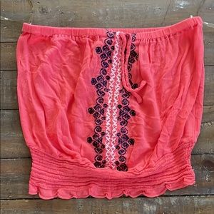 Coral tube top